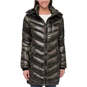 Andrew Marc Black Packable Lightweight Duck Down Puffer Coat Size Small